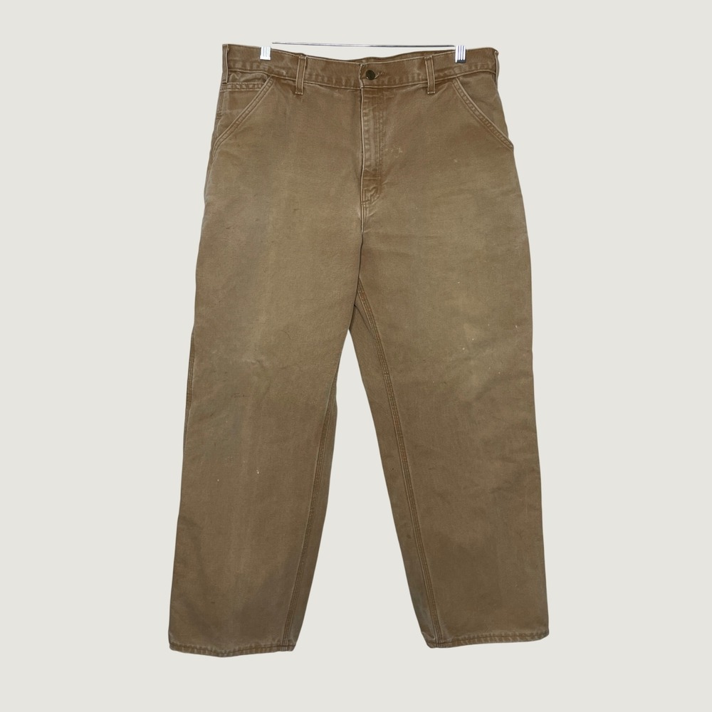 Carhartt Carpenter Pants Men 38x30 Brown Vintage Made in USA Duck Canvas Utility
